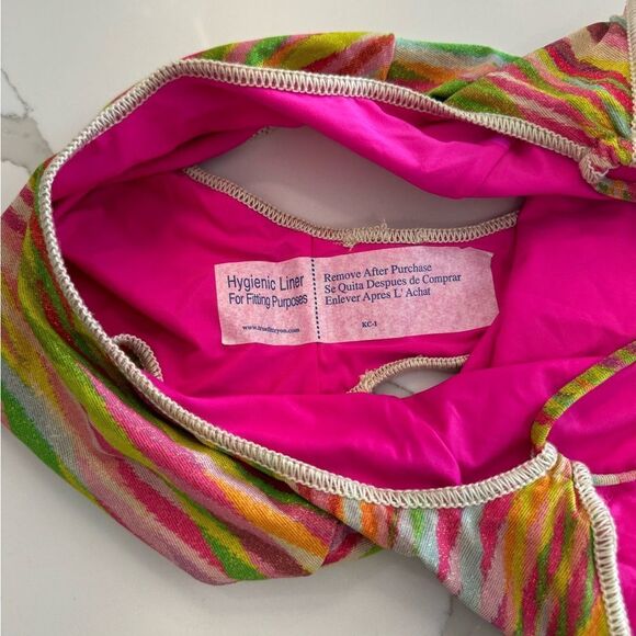 Becca by Rebecca Virtue Stripe Metallic Print Ring One Piece - Picture 5 of 12